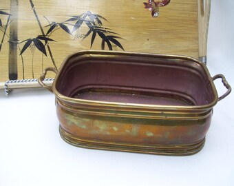 Brass Oblong Planter, Handles on the Sides
