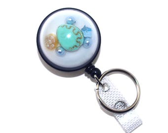 Beach Badge Reel, Badge Holder Retractable, Ocean Badge Reel, Name Badge Clip, ID Card Holder, Heavy Duty Badge Reel, Key Reel
