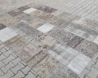 You Can Order ,Turkish Patchwork Carpet, Handmade Carpet, Anatolian Carpet, Gray Patchwork,Home Decor, Area Patchwork Carpet Rug,