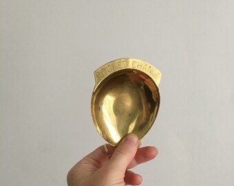 vintage brass pocket change dish