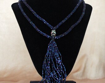 Vintage Beaded Tassel Necklace, Vintage Flapper Necklace