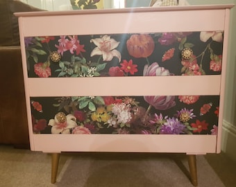 Dresser decopauged with mirror and two drawers