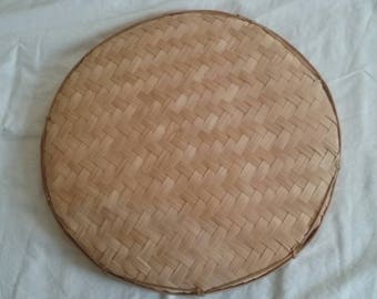Vintage Decorative Woven Tray/Rice Mat/Handmade Art/Wall Decoration/Wicker/Ratan/Antique/Ethnic