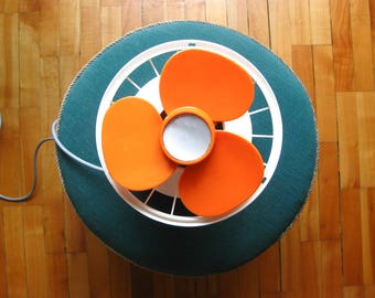 Vintage electric fan, vintage wall fan, vintage fan, 1970s fan, retro fan, orange retro