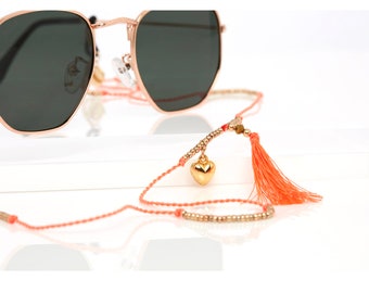 Glasses Chain, Sunglass Strap, Tassel, Bohemian, Gold, Hippie, Sunglass Chain, Glasses Holder, Eyewear Strap, Eyeglass Chain by SUNNY CORDS