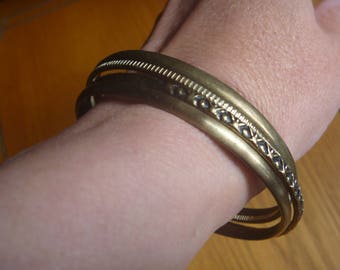 four bronze stacking bangles, vintage stacking bracelets