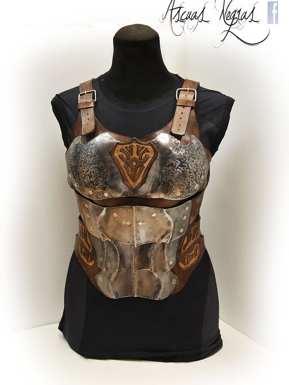 Steel and leather breastplate female model .LARP.Fantasy