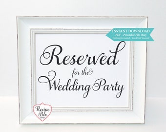 reserved for bride s parents sign printable wedding