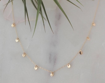 Dainty Gold Disc Necklace - 14k Gold Filled, 4mm Disc
