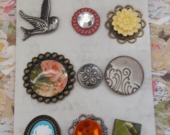 Mixed Vintage Brads Trinkets, Scrapbooking & Paper Craft Supplies