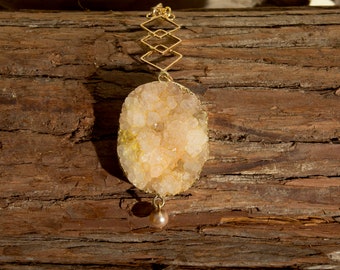 Citrine Druzy Gold Necklace