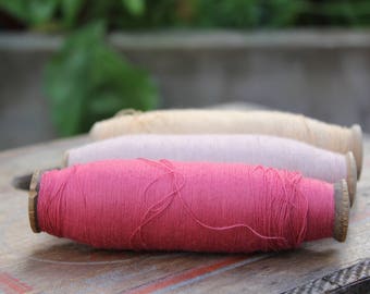 French cotton bobbin spools, vintage antique, with cotton thread