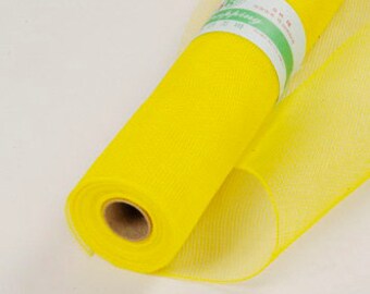 Spring Yellow Floral Mesh Wraps 21in x 10yd Poly Mesh Roll, Silver Deco Mesh Wreath Deco, Decorative Mesh Crafts, Gift Basket Wrap