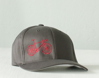large - XL - Vital Bicycle - flexfit fitted hat, raspberry on charcoal
