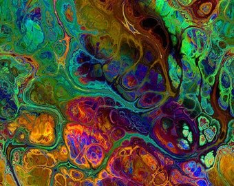 Artist Created Gorgeous Silky Satin Fabric Fiber Art Rich Unique Marble Large Panel