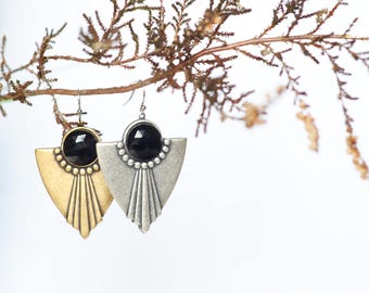 Art Deco earrings | Tribal earrings | Chandelier earrings | Boho earrings | Ethnic earrings | Shield earrings | Art Deco jewelry | Jewelry