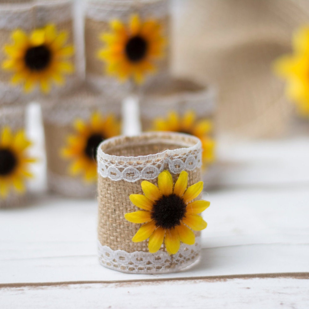 Sunflower Table Napkin Rings Rustic Wedding Napkins Ring