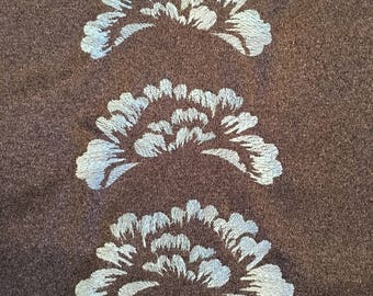 Embroidered bouquets of blue flower fabric