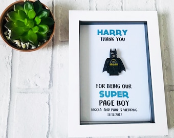 Page Boy Lego Inspired Frame | Page Boy Gifts | Usher Gifts | Ring Bearer Gifts | Wedding Party Gifts |Superhero Gifts |Lego Gift | Best Man
