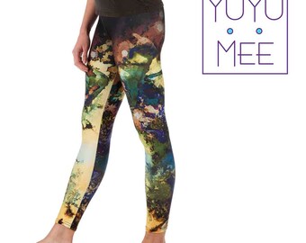 Women's Leggings, Yoga Leggings, Printed Legging, "Stained Gas Window"