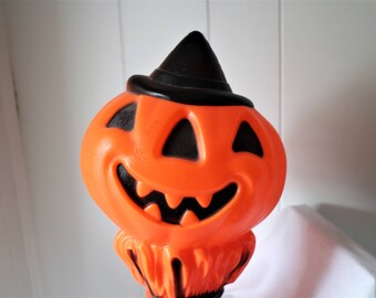 Vintage 1960's Halloween Lamp - Plastic Halloween Decor - Jackolantern Light - Pumpkin Lamp - Blow Mold - Antique Halloween Decor - Empire