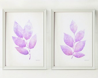 Lavender leaves print set, Light purple Printable nursery decor, Pastel art prints 5x7 Nursery prints Lilac purple art Pastel wall print art