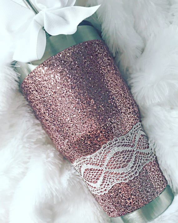Glitter Tumbler with Lace Addition