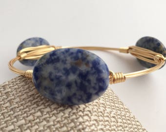 Blue Jasper Wire Wrapped Bangle. wire Wrap Bangle, Wire Bangle, Gemstone Bangle, Wire Wrap Bracelet, Wire Wrapped Bracelet