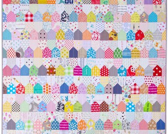 Colorful Patchwork Quilt - Row Houses