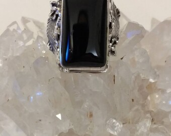 Beautiful Black Onyx Ring Size 7 1/2
