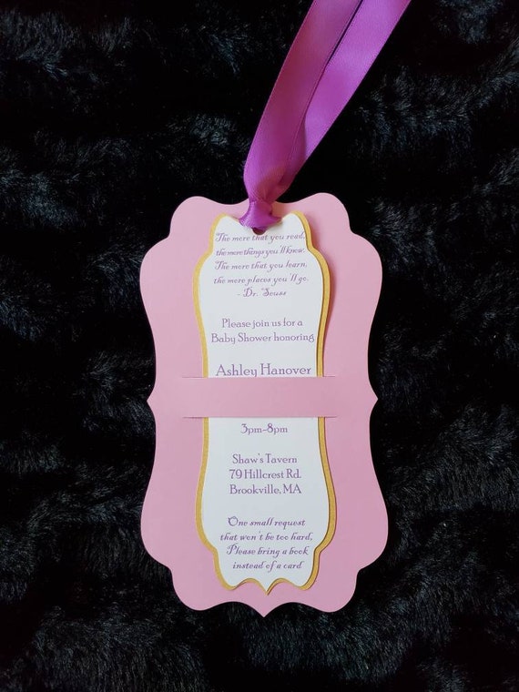 vintage chapters bookmark invitation