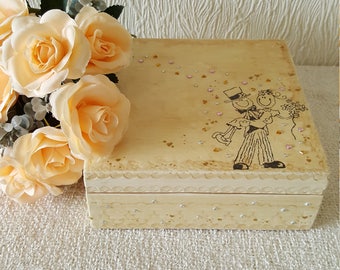 decoupage wedding keepsake trinket box