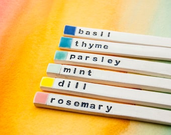 Herb Markers, Clearance Gifts, Ceramic Plant Name Stakes, Plant Labels, Gardening Gifts, Under 50, Plant Markers, Herb Labels,garden markers