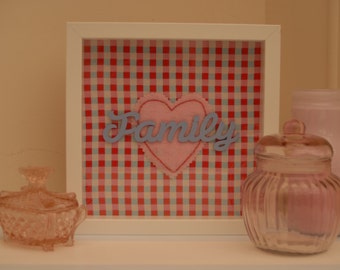 Family Box Frame - Pink Red and Blue