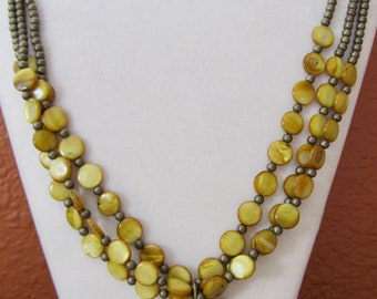 Shell and brass statement necklace