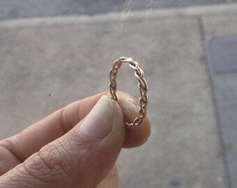 Braided 14k Gold Fill Stacking Ring - Yellow or Rose Gold - custom made to order