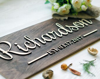 Last Name Established Sign, Wedding gift last name, Established wood sign, Family Name Established Sign, Wall decor Home established #2