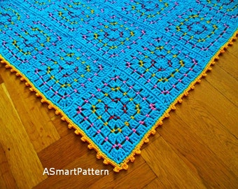 Crochet Pattern-Turcquoise Granny Square Blanket,Baby Blanket,Afgan,designed by ASmartPattern.PDF File-pattern #5