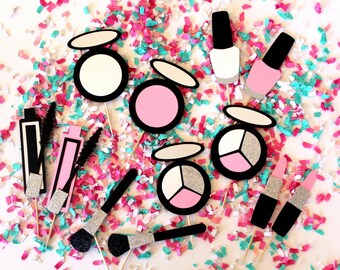 Makeup Cupcake Toppers | Makeup Cupcake Picks | Lipstick Cupcake Toppers | Makeup Party | Makeup Theme Party | Cosmetics Cupcake Toppers