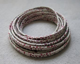 Pink flat leather cord 5 mm