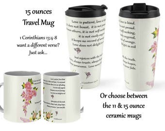 1 Corinthians 13 Ceramic Coffee Mug, Bible Verse Travel Mug, Big Coffee Mug, Scripture Verse Large Mug, Christian Gift, Coffee Lovers Gift