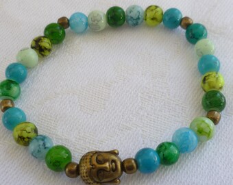 Buddha bracelet,buddha beaded bracelet,handmade,gift,buddhist jewellery,buddha jewelry,stretch bracelet,zen,spiritual jewellery,buddha head