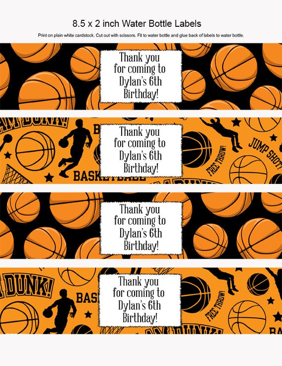 Basketball Water Bottle Labels Sports Water Bottle Labels