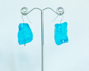 Glass and silver earrings