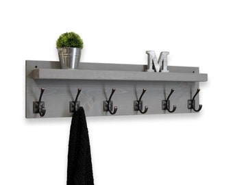 Floating Shelf Coat Rack 6 Hooks
