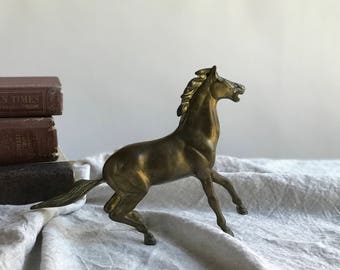 Brass Horse Statue / Equestrian Decor Brass Horse Figurine