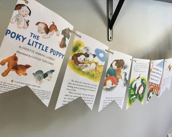The POKY LITTLE PUPPY vintage book page banner garland bunting
