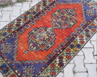 OushakRug,Vintage OUSHAK Rug,Turkish Rug,Home Living,Vintage Rug,Floor Rugs,3'2"×6'2"ftArea Rug,Home Office Decor,Turkish Carpet, Rugs