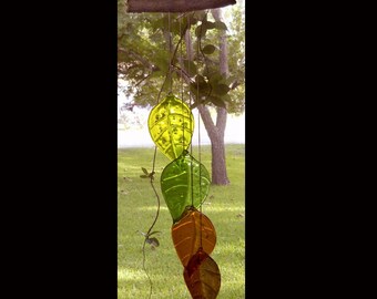 4 Leaf Fused Glass Windchime