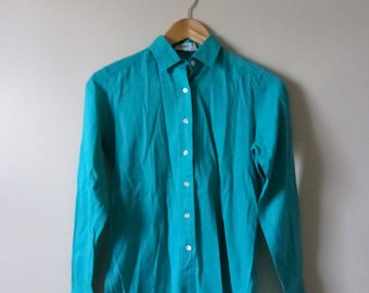 80s Turquoise Mary Ann Restivo Button Up Blouse